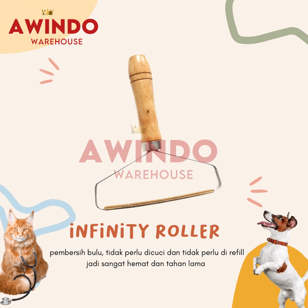 PEMBERSIH BULU INFINITY GAGANG KAYU - Pembersih Bulu Hewan Kucing Anjing Kelinci