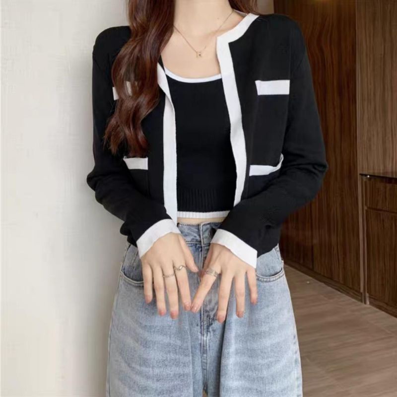 MDLV ~ 30312 Pjg Santaniah 2Pcs Set Knitted Cardigan Korea Look Fashion import