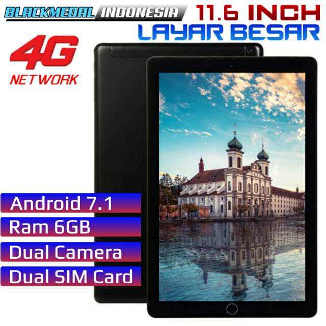Layar Besar Tablet Android PC 4G Network Dual Camera Dual SIM Card Ram 6GB