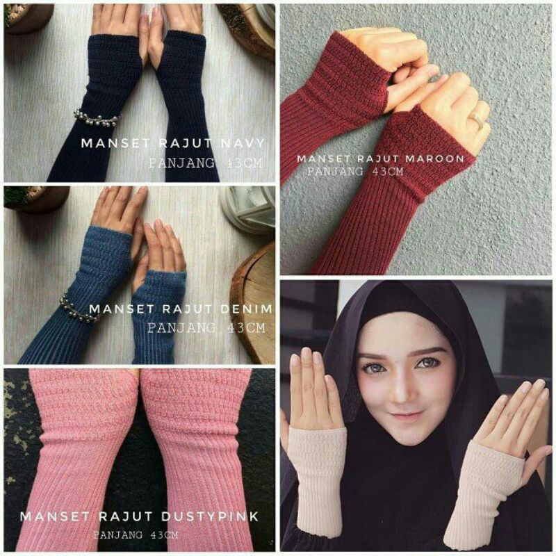 Handsock Tangan Jempol/ Manset Tangan Rajut Wanita