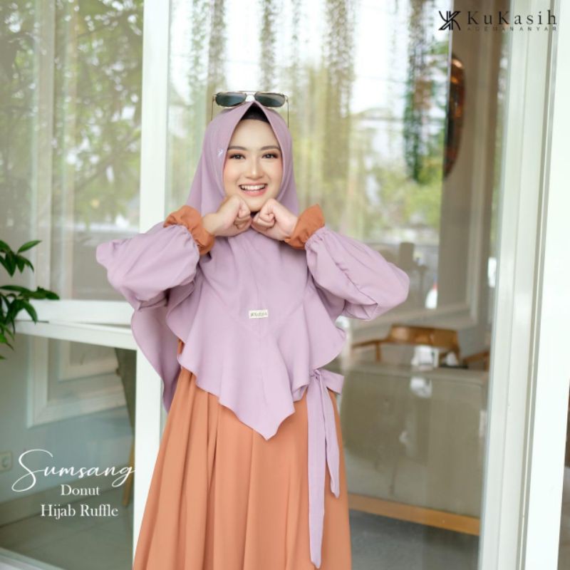 Gamis Sumsang Set hijab ruffle by Kukasih.id
