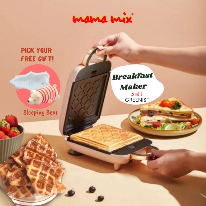 Waffle Maker 3 in 1 Mamamix | Breakfast Maker | Sandwich Maker | Takoyaki Maker free cetakan sililko