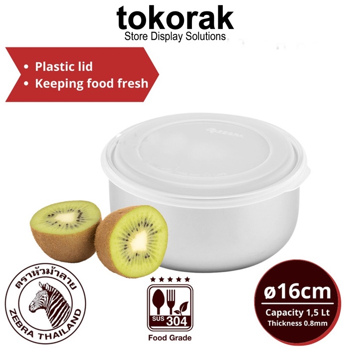 FOOD STORAGE 16 CM EXTRA ZEBRA 110421 TEMPAT SIMPAN MAKANAN STAINLESS