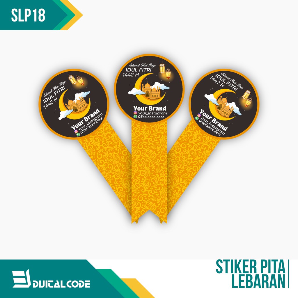 

SLP18 Stiker Label Parcel Toples Kue Lebaran Idul Fitri Bentuk Pita