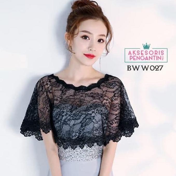 Dapatkan Segera Aksesoris Cardigan Bolero Pesta Wedding Lace Hitam L Bolero - Bww027