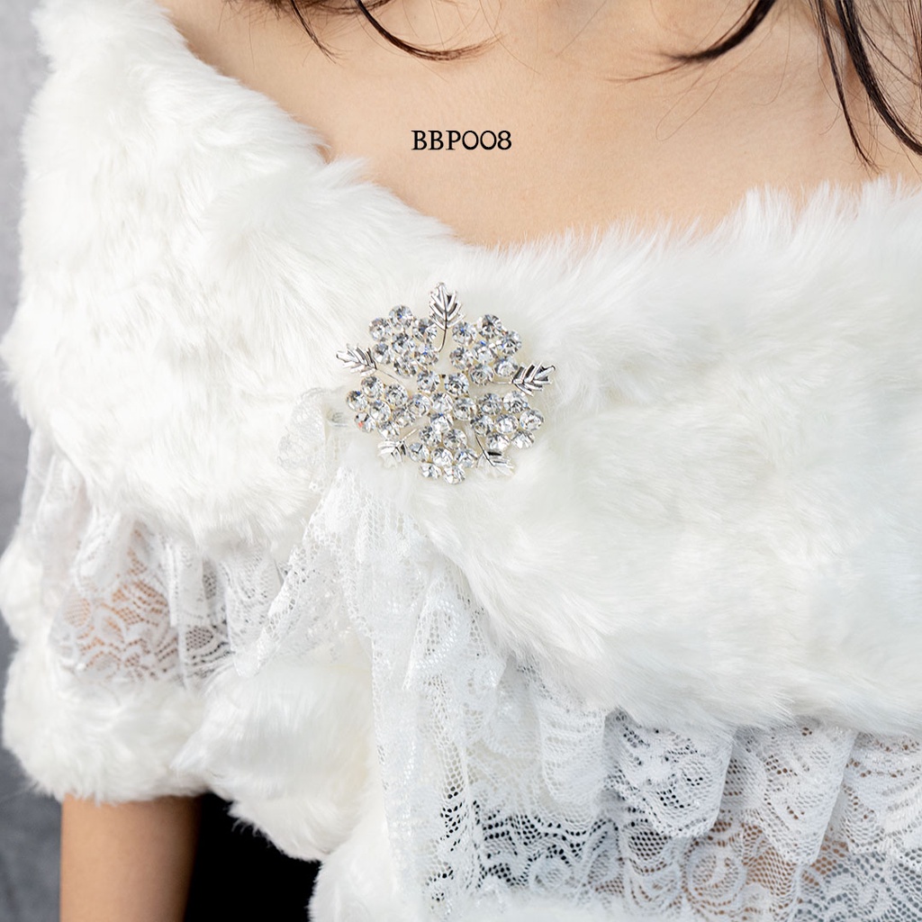 [BISA COD] CARDIGAN BOLERO BULU PESTA AKSESORIS PENGANTIN LACE PUTIH BBP008