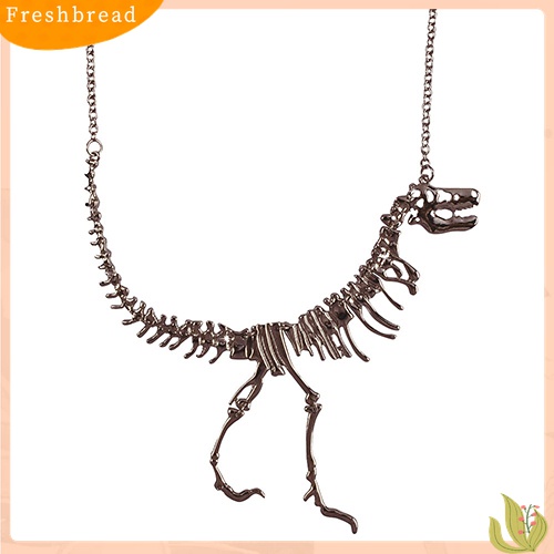 [TERLARIS]Men Women Unisex Punk Dinosaur Bone Drop Pendant Statement Alloy Chain Necklace