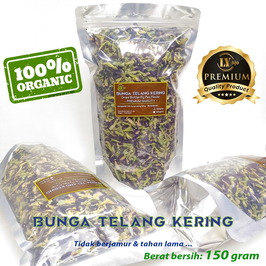 Teh Bunga Telang Kering 250 gram LY Aja Butterfly Pea Organik Tumpuk Premium gr