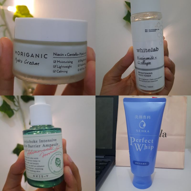 Preloved Moriganic Hydro Cream | Whitelab Niacinamide + Collagen Toner | Axis-Y artichoke Ampoule Fr