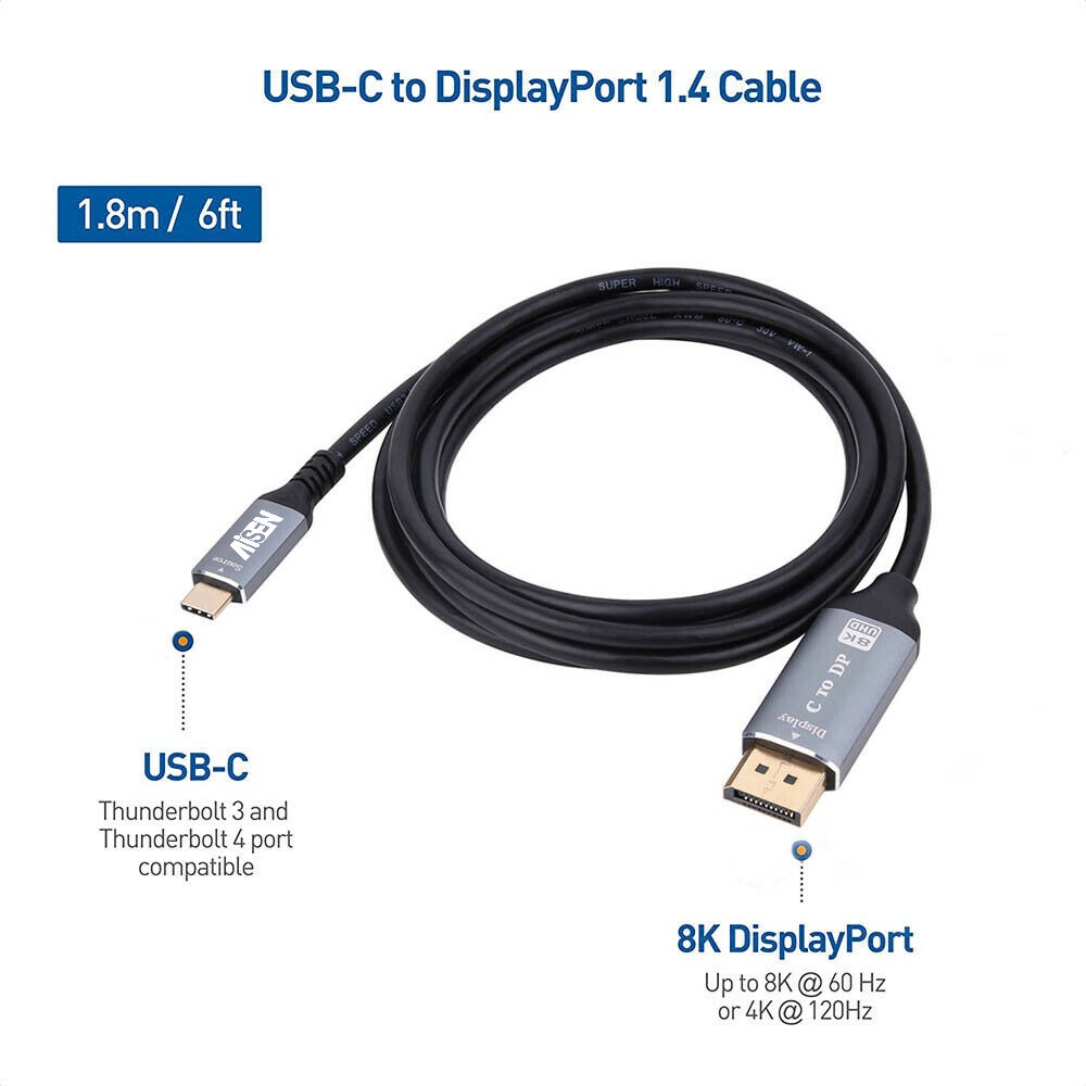 Aisen USB Type C to DP DisplayPort UHD 8K 1.8M High Quality