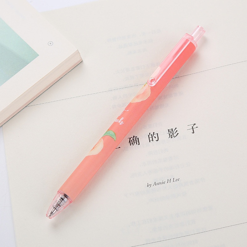 3pcs Peach Motif Gel Pens For School / Office Signature