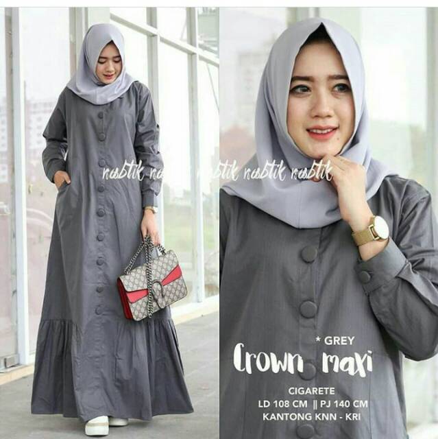 Baju muslim wanita gamis syari pesta mewah jaguar gliter Size xl busui klok 4m merah putih silver