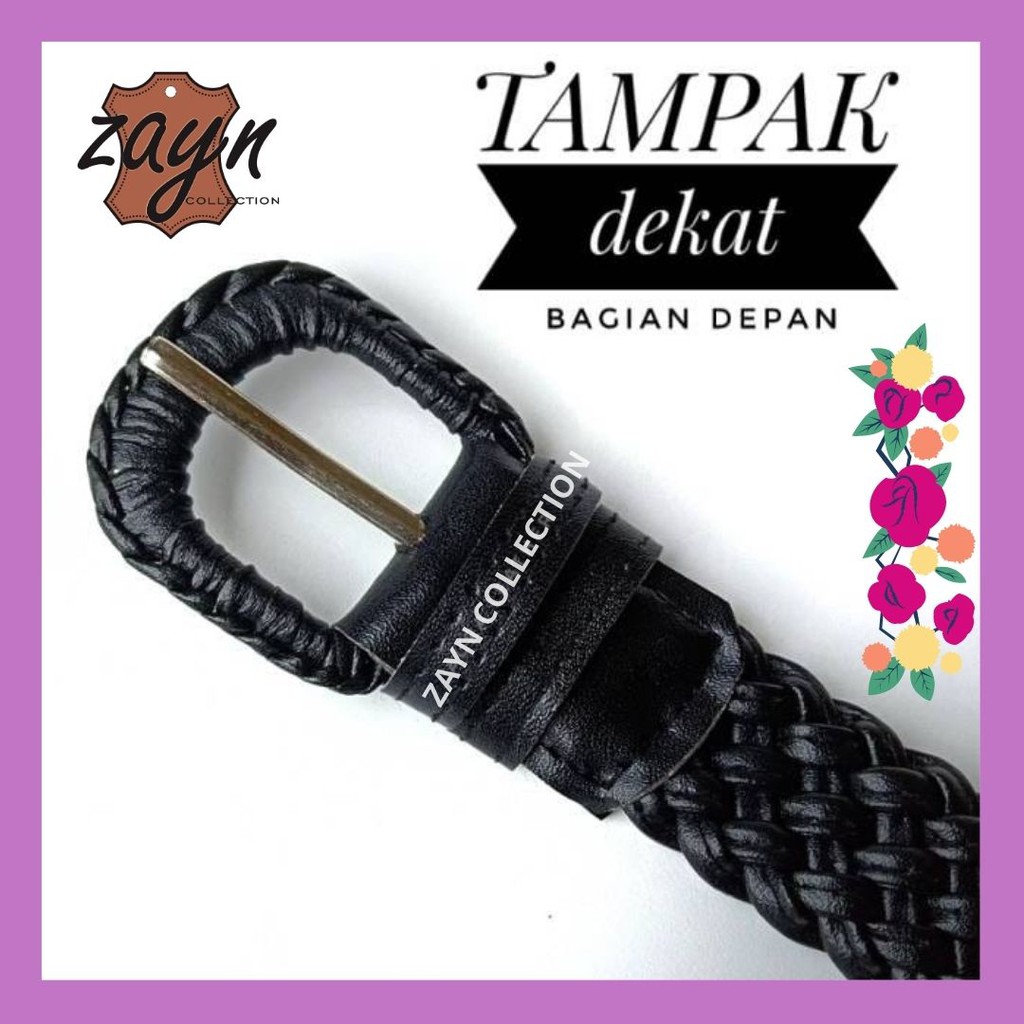 Ikat Pinggang Wanita Gesper Rajut Jalinan Belt Strap Kepang Anyaman Bahan Tambang Cantik Murah