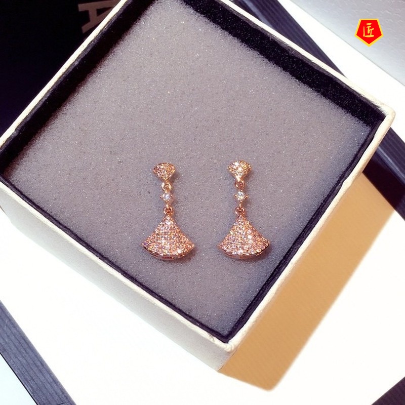 [Ready Stock]New Fashion S925 Silver Skirt Diamond Earrings Delicate