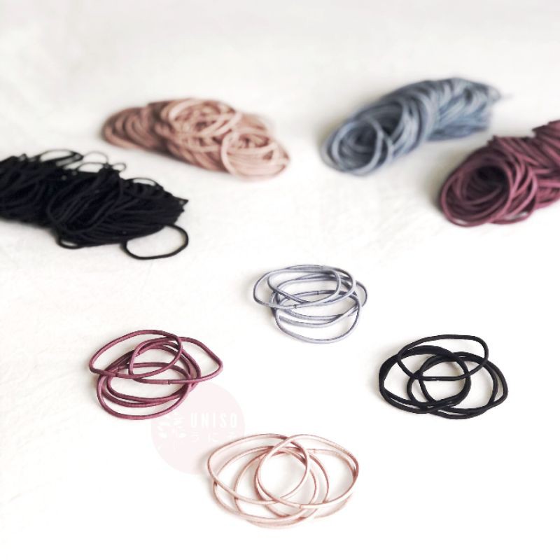 UNISO - [100 PCS] IKAT RAMBUT KOREA / KARET RAMBUT / KUNCIR RAMBUT WARNA WARNI-1