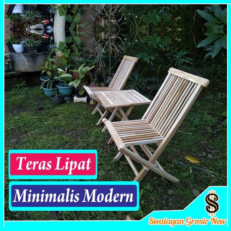 Meja Kursi Teras lipat Minimalis Modern Harga Murah Full Kayu Jati