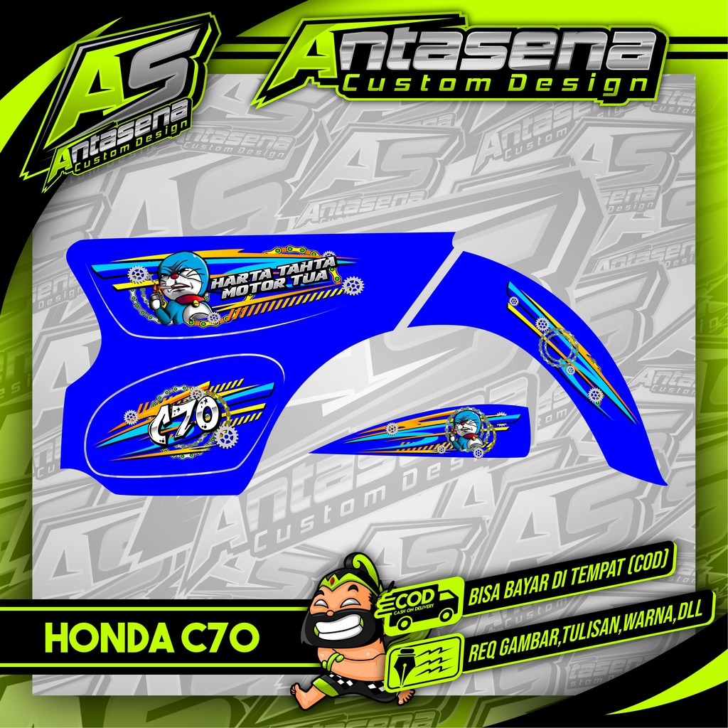 Striping C70 Racing Herex Stiker Motor Variasi Honda C70/Ulung/Olong Sticker Decal Custom 3