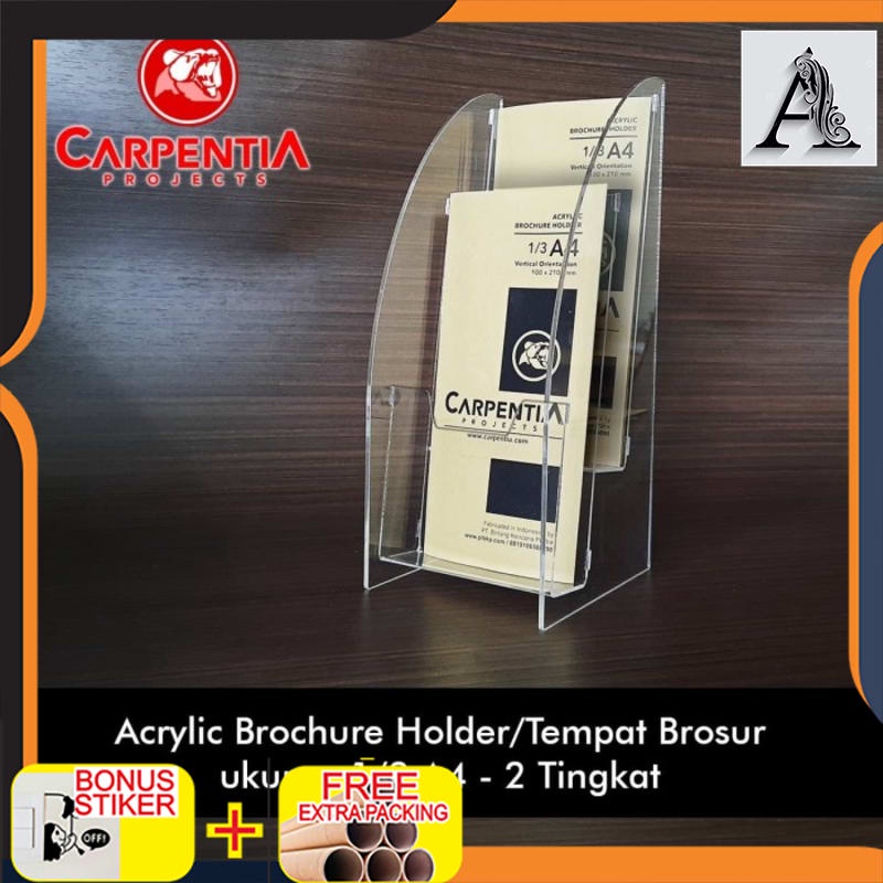 

Grosir Brochure Holder Acrylic/Tempat Brosur 1/3 A4 - Tipe B Bening 2 Tingkat