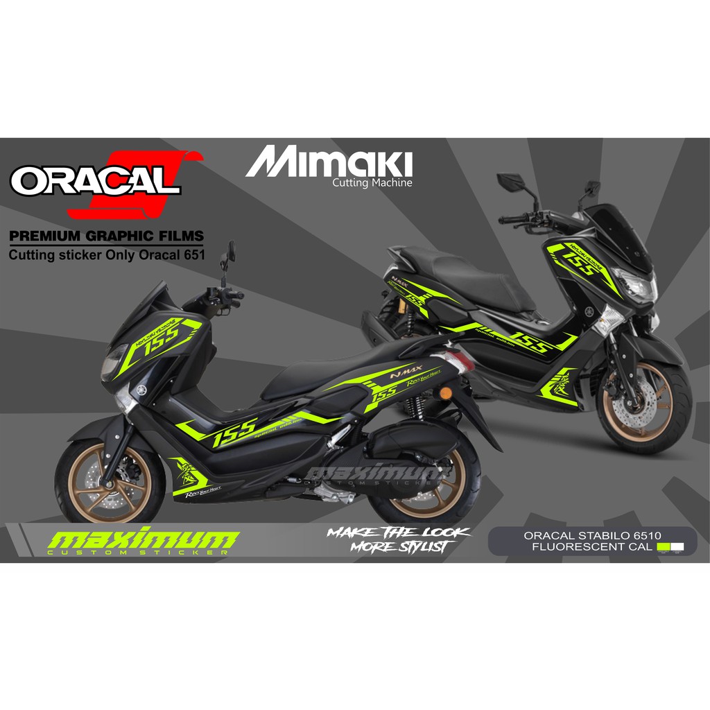 CUTTING STICKER NMAX HITAM - STRIPING STIKER ORACAL HIJAU STABILO