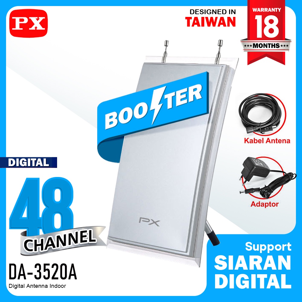 Antena TV Indoor Digital Analog Booster Antenna PX DA-3520A Putih