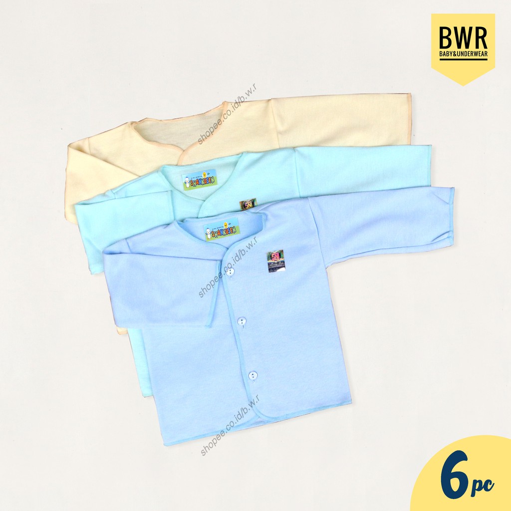 [ 6 pcs ] Baju Bayi Shankusen POLOS [ IV D1 ] Baju bayi new born kancing depan - Bwr