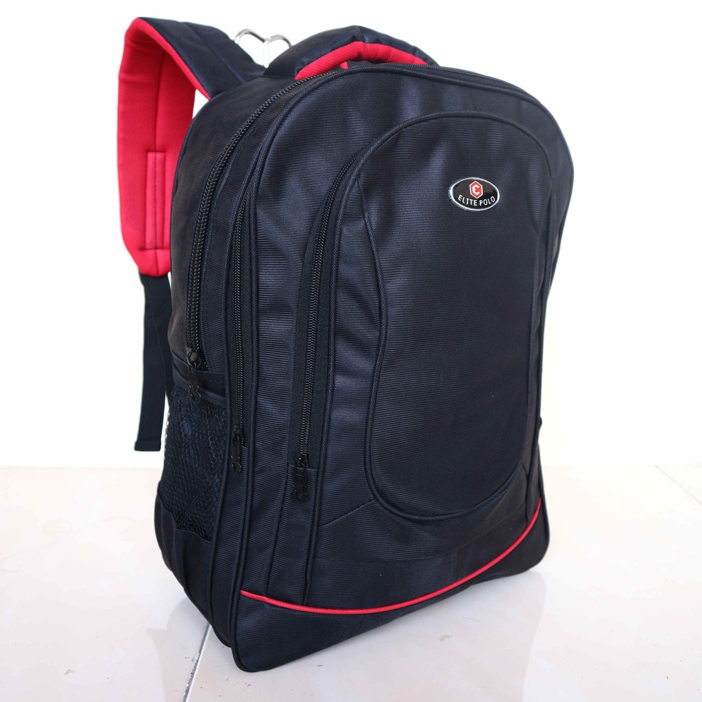 Tas Ransel Laptop Elite Polo Original Mikro Hitam Bagus Keren Murah Anak Sekolah SD SMP SMA Kuliah