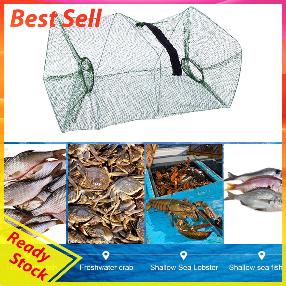 Portable Fishing Net Fish Shrimp Mesh Cage Cast Fish Trap Foldable Network