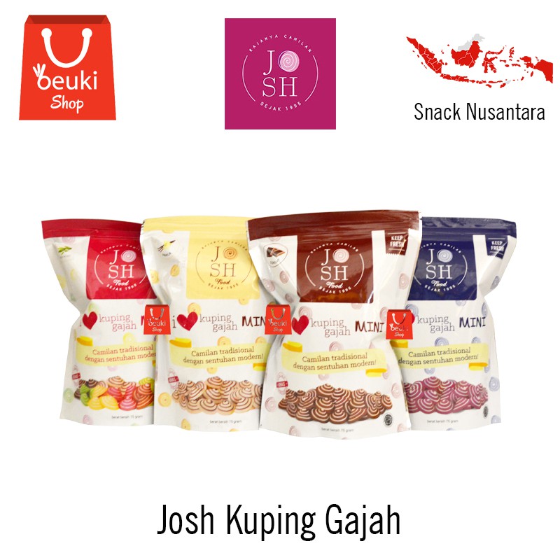 

Josh Snack Kuping Gajah Mini Manis Aneka Rasa Makanan Ringan Bentuk Kuping Gajah Mini - 75gr