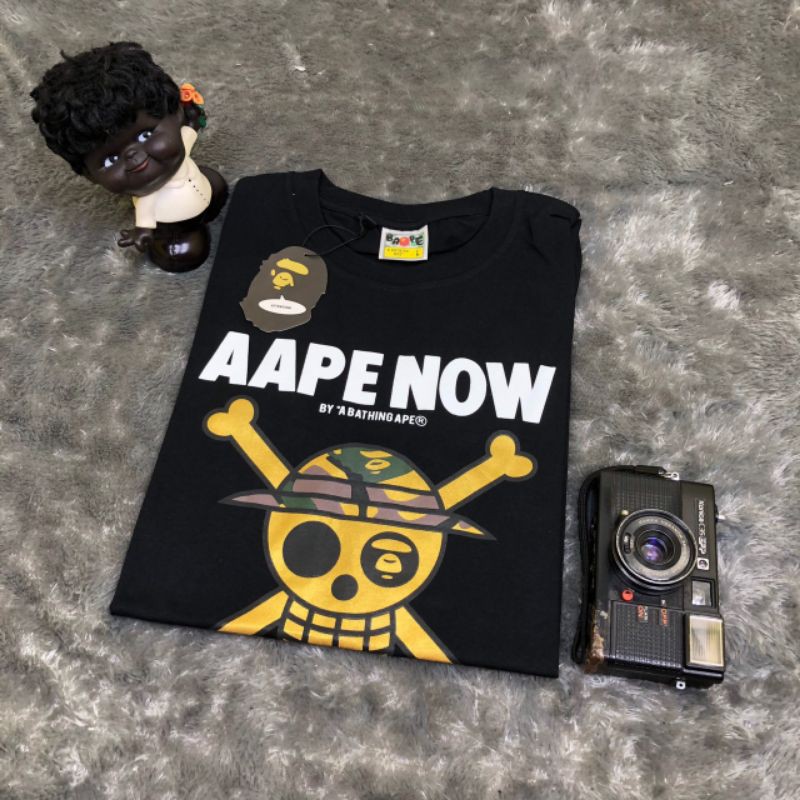 TSHIRT KAOS BAJU A BATHING APE BAPE X ONE PIECE BLACK LIKE ORI