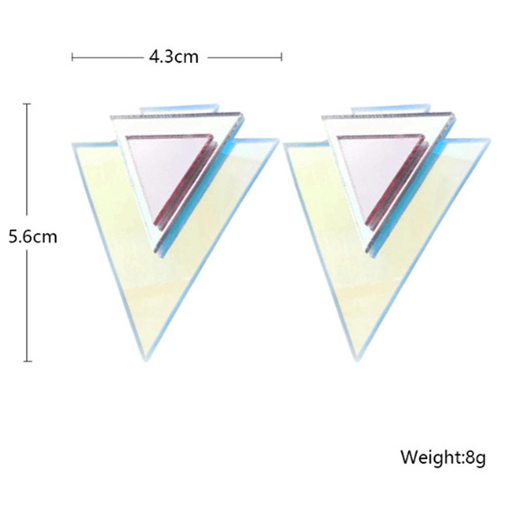 Anting Stud Bahan Akrilik Bentuk Bulat Segitiga Geometris Warna-Warni Untuk Wanita