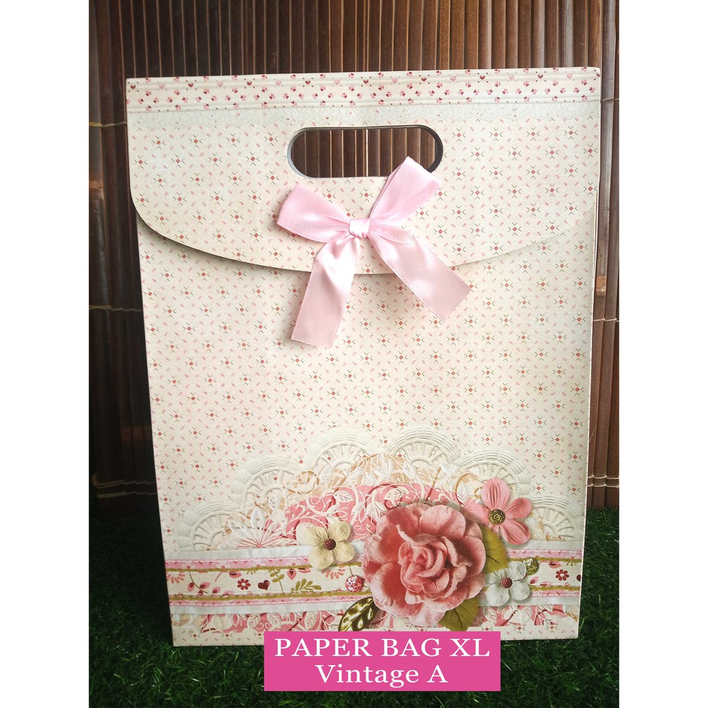 Paper Bag Pita Cantik ukuran XL / Tas Ulang tahun - GARDEN VINTAGE