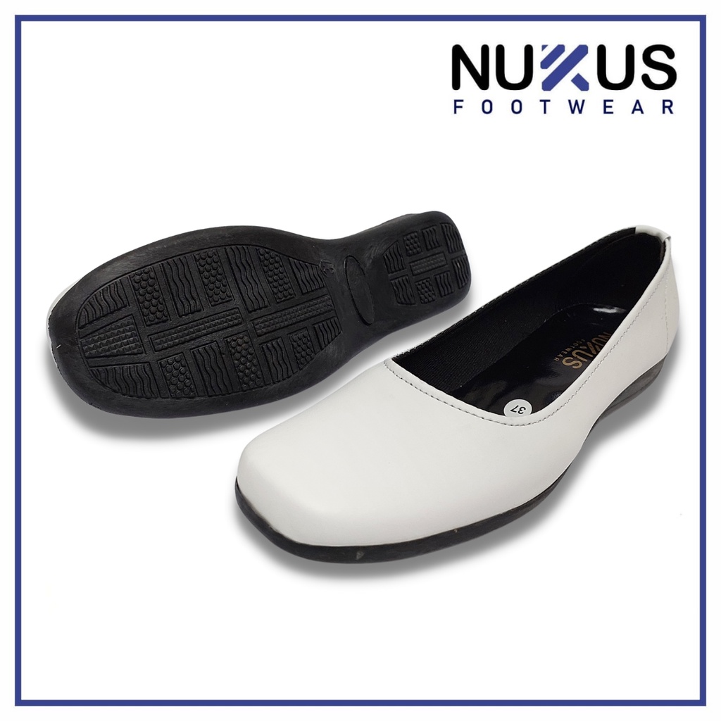 Sepatu Pantofel Flat Putih Wanita - P04