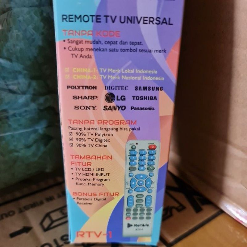 REMOTE TV UNIVERSAL RETIVE RTV 1 - RTV 10 REMOT serba bisa untuk TV tabung, LCD, LED