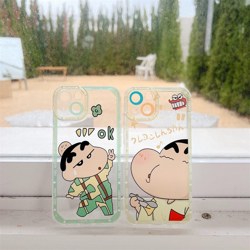 Angel Eyes Clear Lens Melindungi Soft Case iP iPhone 7 8 + 14 Plus X XR XS Max 11 12 12 Pro Max SE 2020 White Casing Samsung Galaxy S23 Ultra Plus A14 A34 A54 5G Crayon Shin-chan Anime Kartun