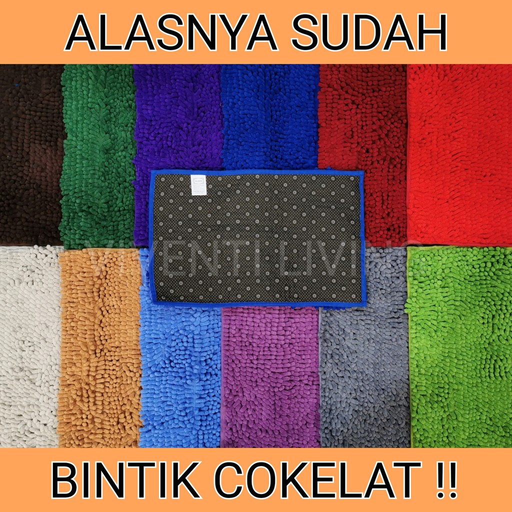 VL - COD MURAH [290gr] KESET CENDOL DOFF BULIR JUMBO ALAS BINTIK COKELAT ANTISLIP MICROFIBER DOORMAT UK +- 38 58 CM