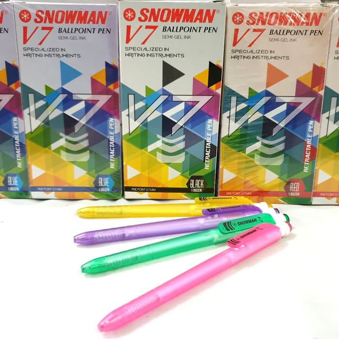 

Pulpen Semi Gel SNOWMAN V-7 0.7 mm / Ballpoint SNOWMAN V7 0.7mm