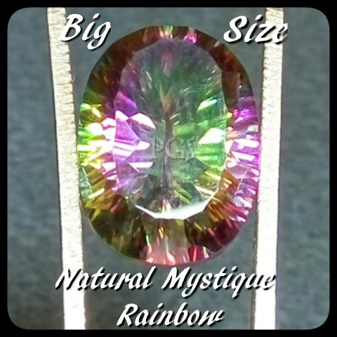 BATU PERMATA NATURAL MYSTIQUE QUARTZ RAINBOW SUPER COLOR BIG SIZE LOSTONE BELUM TERMASUK RING / CINC