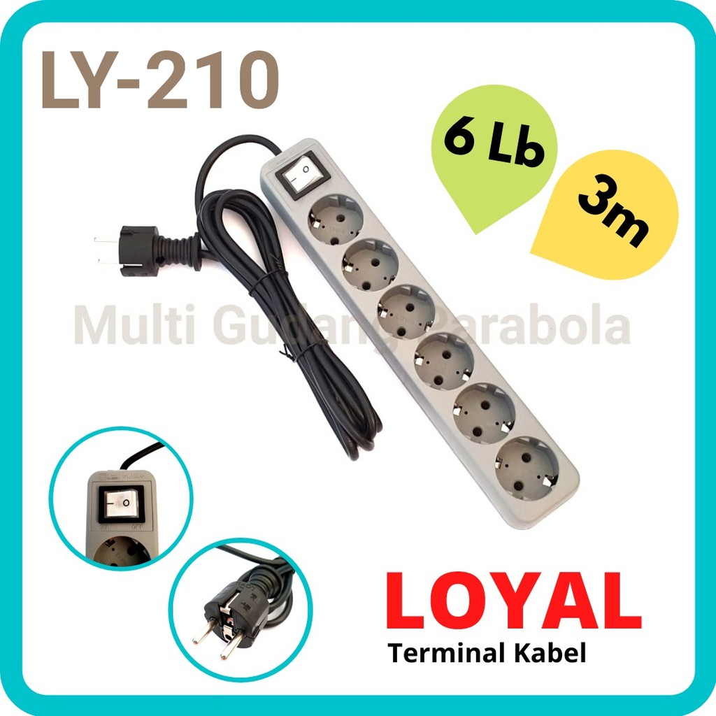 Terminal Stop kontak 6 lb plus Kabel 3 Meter Loyal Osaka LY 210 SNI