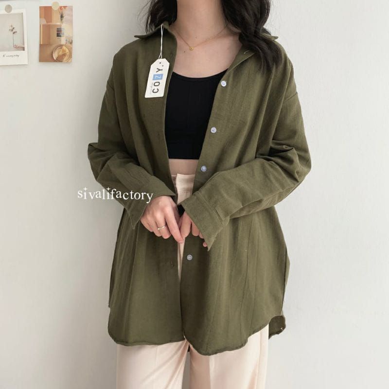 KEMEJA WANITA OVERSIZE CRINKLE / OLIVIA SHIRT/KEMEJA CRINKLE WANITA PREMIUM