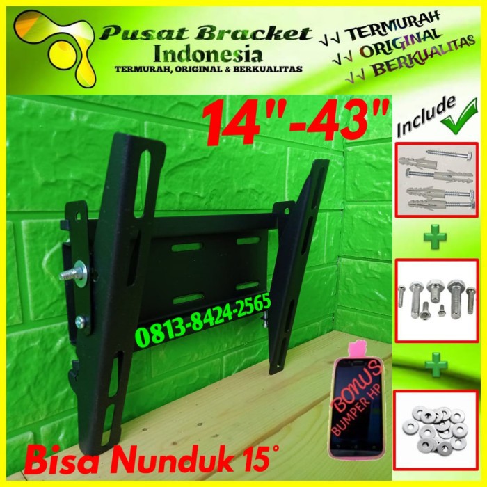 Bracket TV 14&quot; s/d 43&quot; Universal Bisa Nunduk | SUPER TEBAL | IZ.PN-001