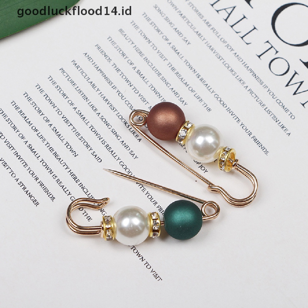 [OOID] Multi-color Pins Simulated Pearl Rhinestone Brooch Metal Pin Buckle For Women ID