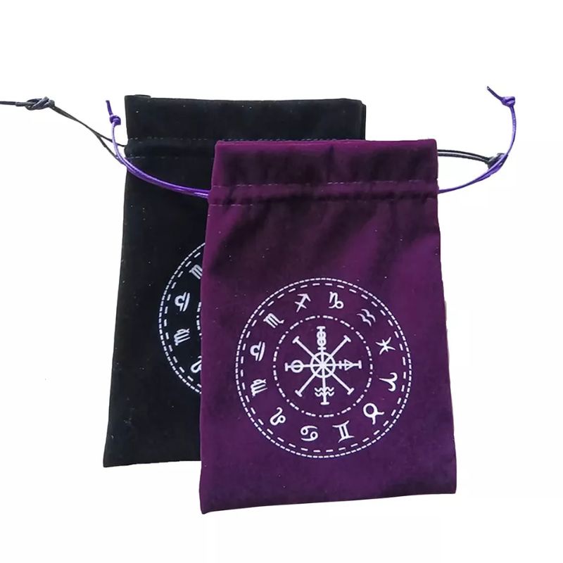 [BISA COD] Pouch Kartu Tarot Beludru Motif | Tas Penyimpanan Kartu Tarot Ukuran 13x18 cm