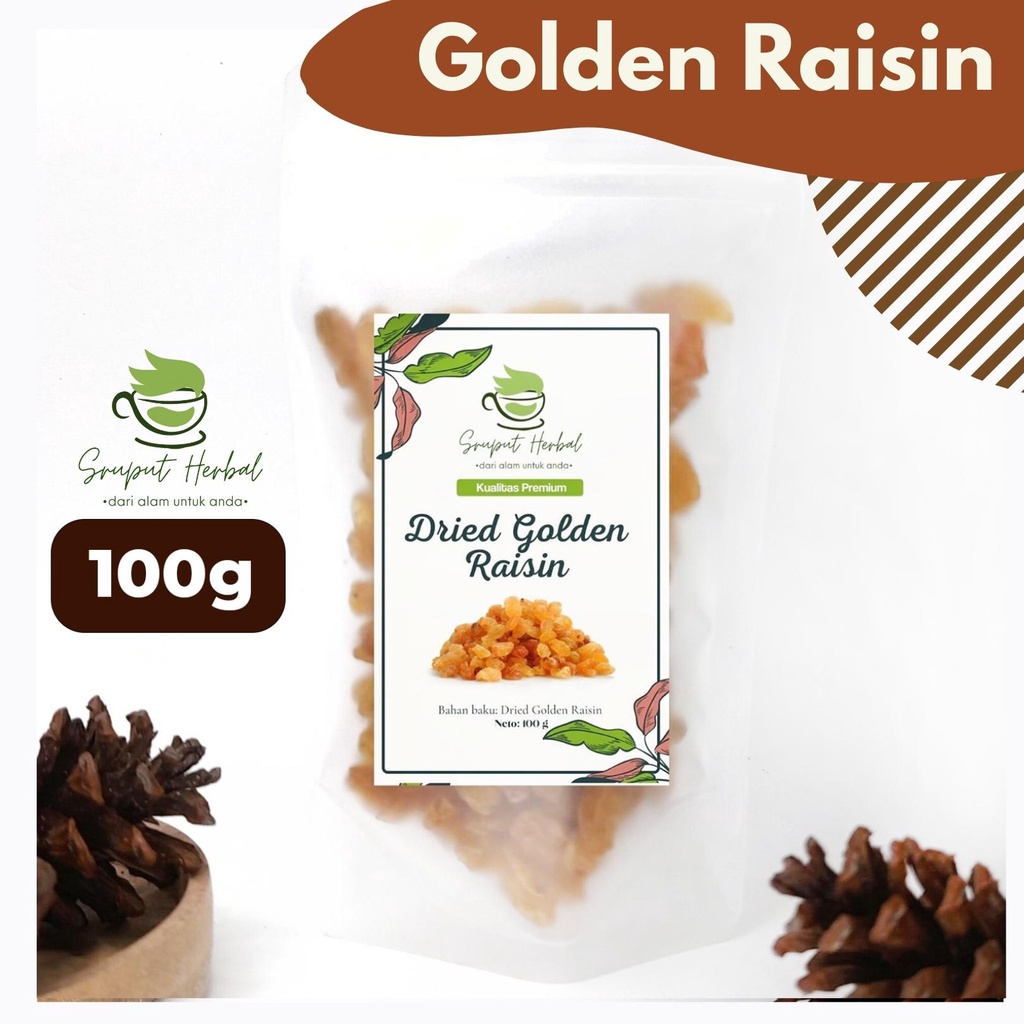 100gr Dried Golden Raisin Kismis Kuning 100% Premium Berkualitas Sruput Herbal