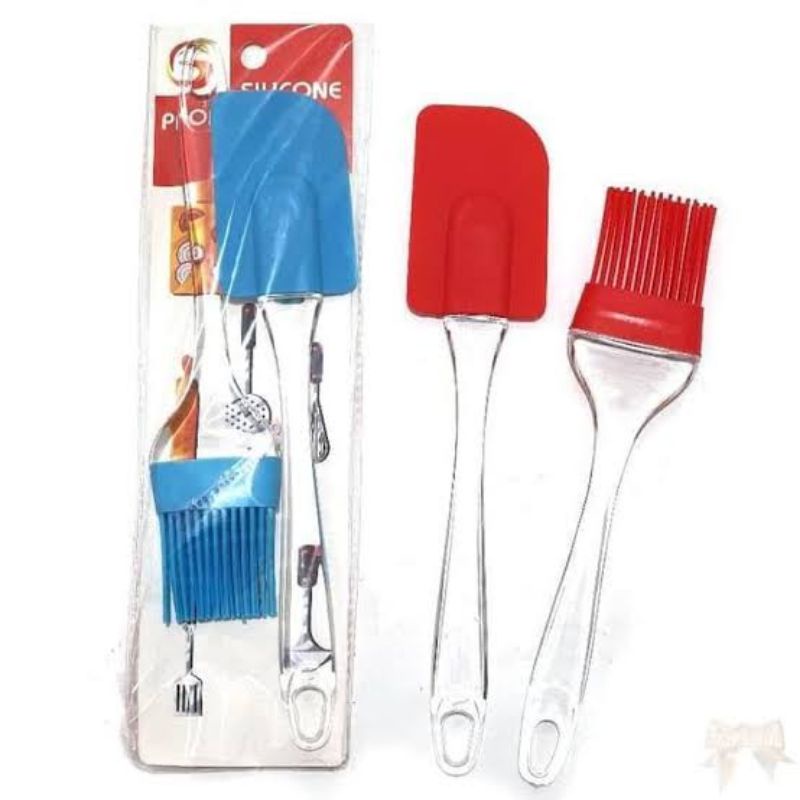 spatula silikon dan kuas silikon 1 set/kuas kue/spatula kue bahan silikon