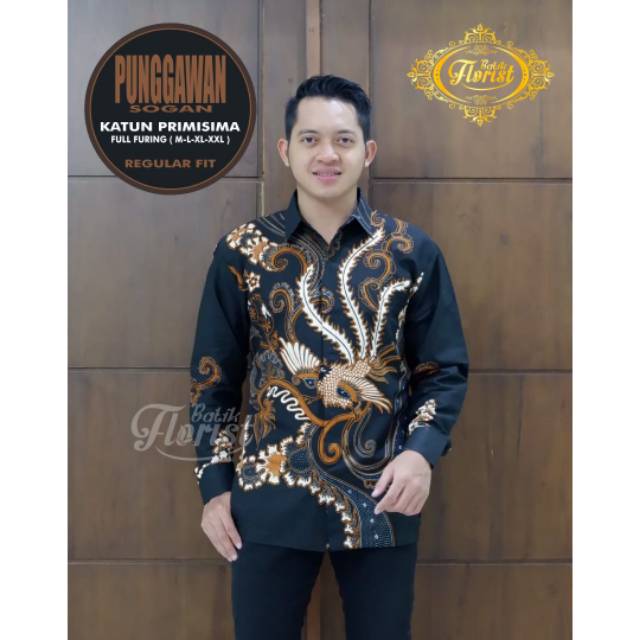 Batik Solo PUNGGAWAN SOGAN Kemeja Pria Katun Halus Sragenan Full Furing