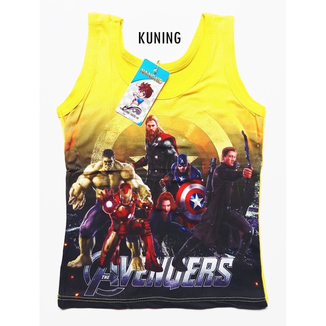 3 PCS NANOKID | SINGLET ANAK COWOK AVENGERS / KAOS DALAM ANAK COWOK KARAKTER