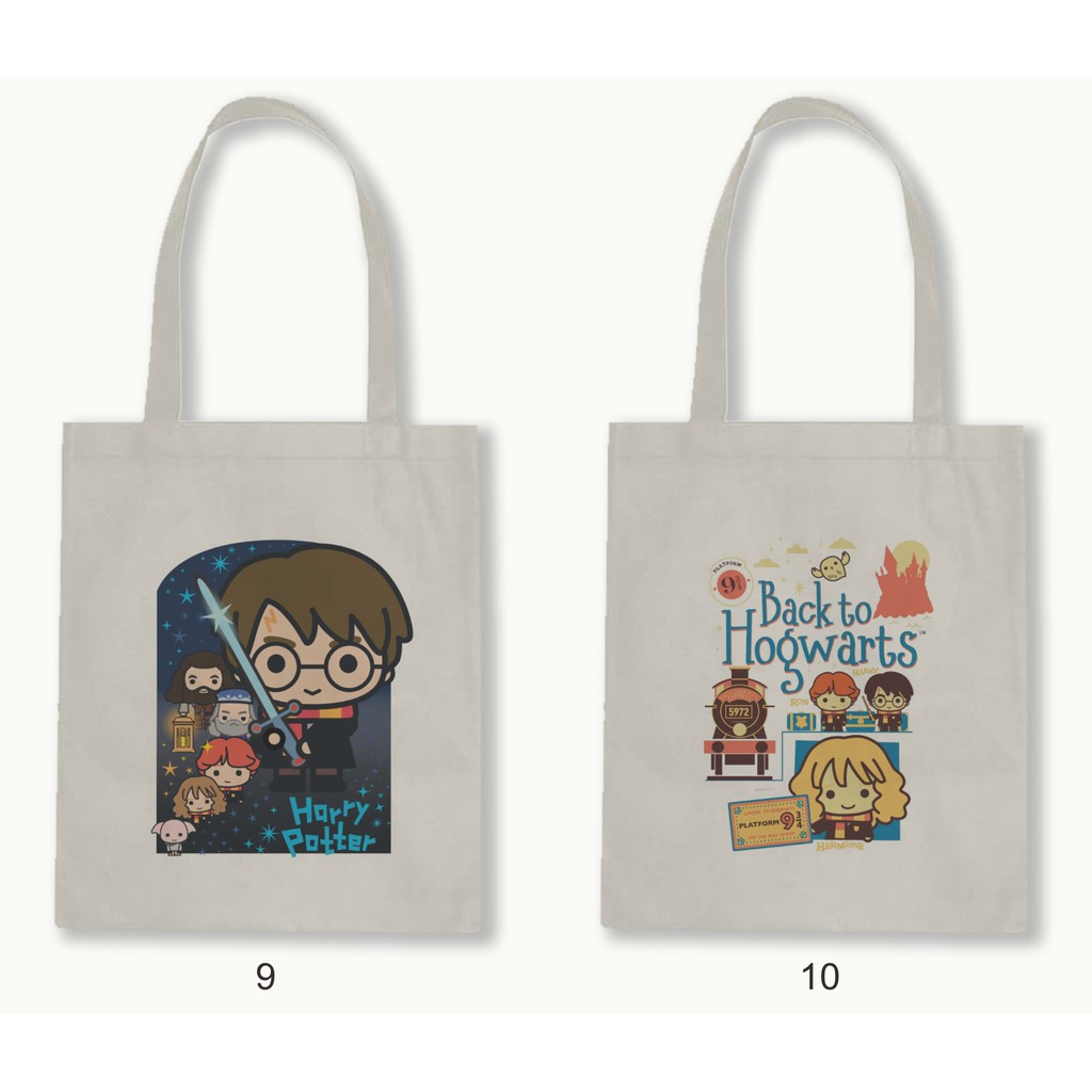 Tas Tote Bag Resleting Kanvas/Blacu  - Harry Potter Series.06