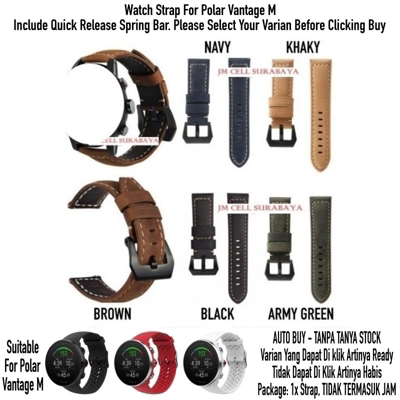 Tali Jam Watch Strap Polar Vantage M - Crazy Horse Leather Big Buckle