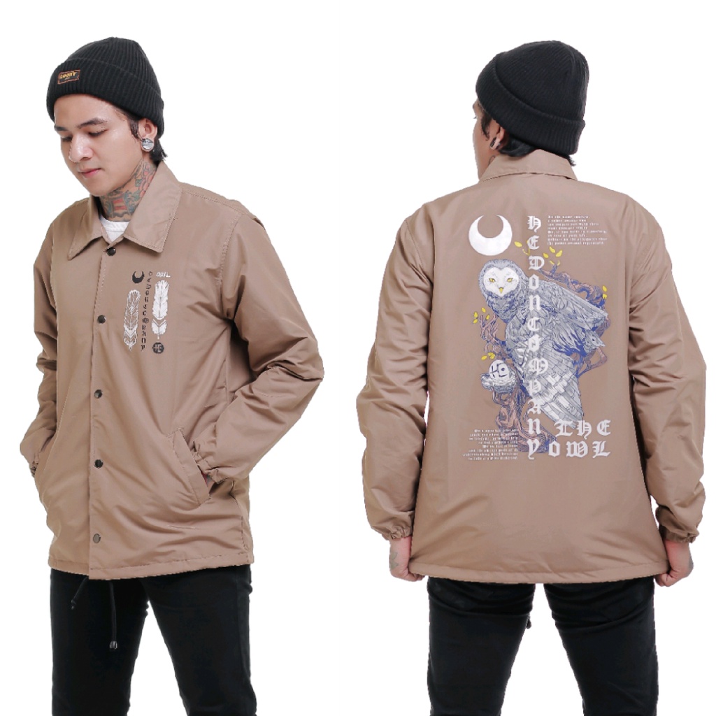 JAKET PRIA - JAKET COACH SALVIO HEXIA - JAKET WINDBREAKER - JAKET PARASUT PRIA - JAKET PARASUT-Cream Owl