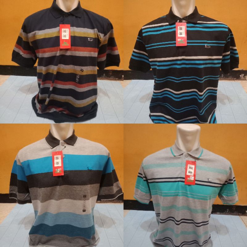 Kaos kerah WALRUS Original Pria dewasa fulltag motif salur